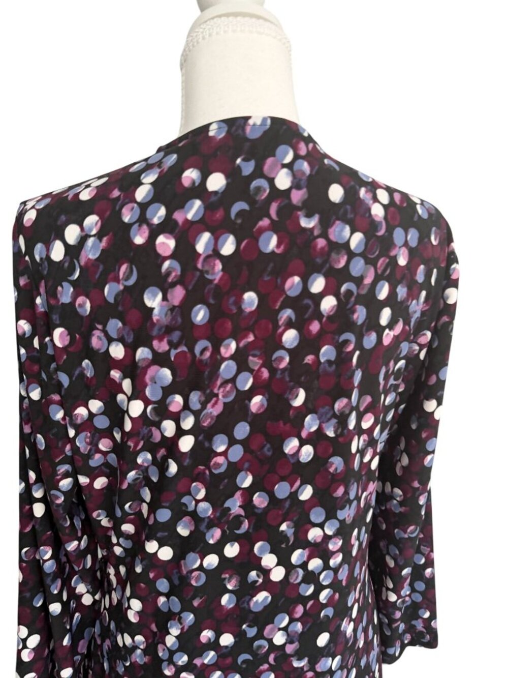 ANNE KLEIN Purple Patterned Stretch Wrap Dress Size Large - Picture 7 of 11